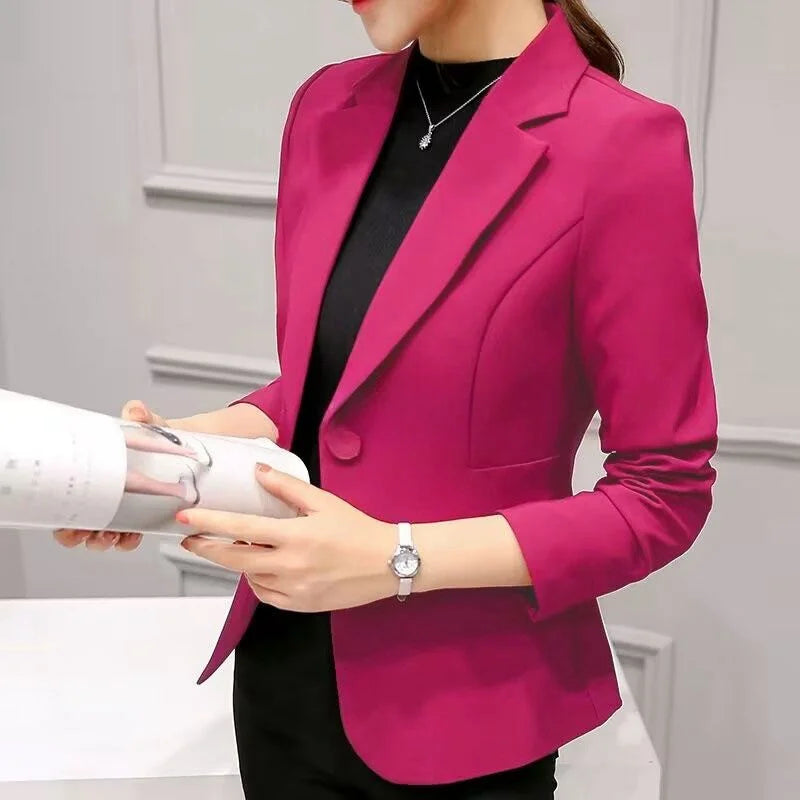 Women's Blazer 2025 Red Long Sleeve Blazers Pockets Jackets Coat Slim Office Lady Jacket Female Tops Suit Blazer Femme Jackets