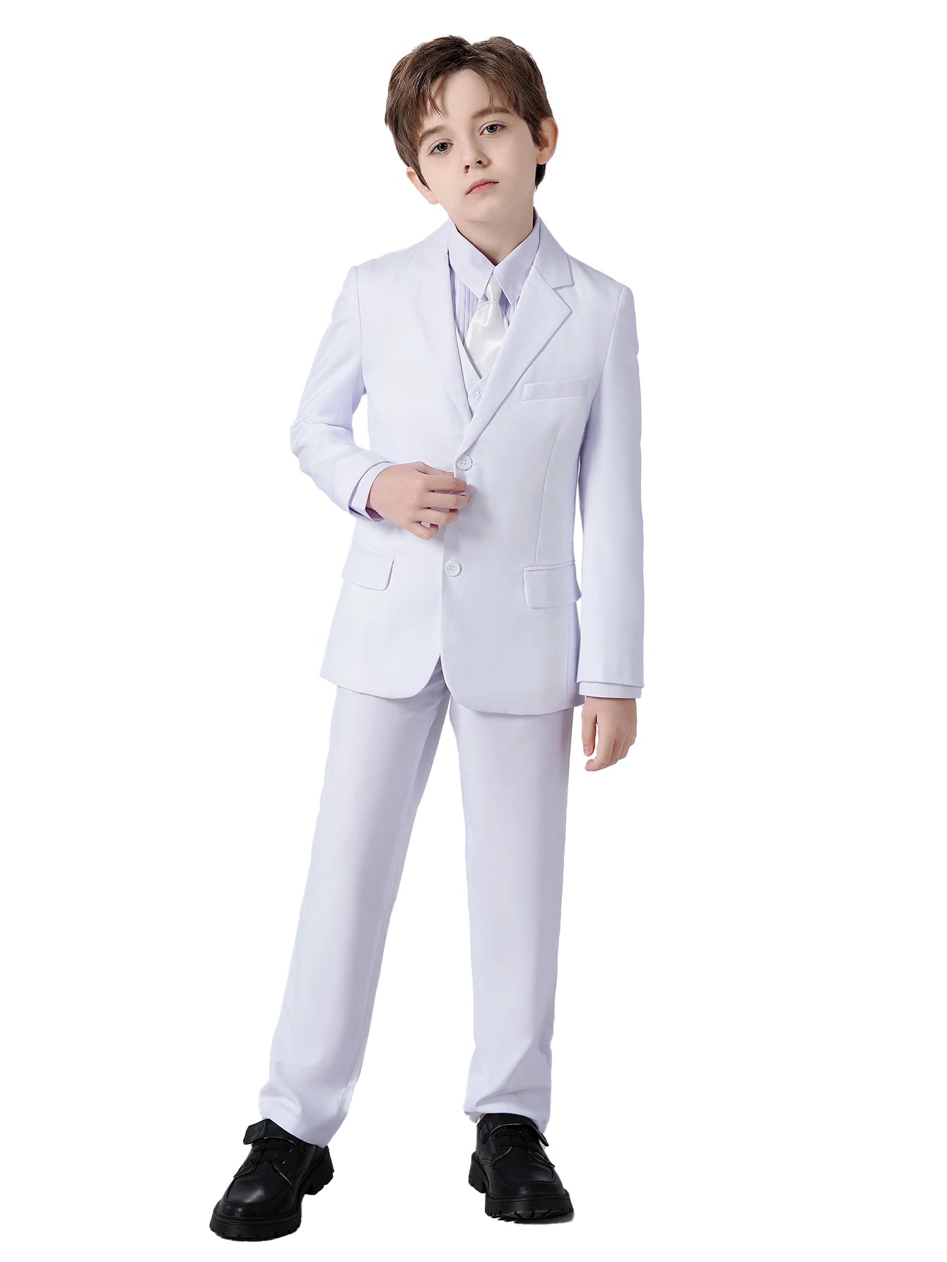 Boys Suits 4-Piece Jacket Vest Pants Tie Random Teen Dress Wedding Performance Prom Formalwear Classic Slim Elegant Age 2-16Y