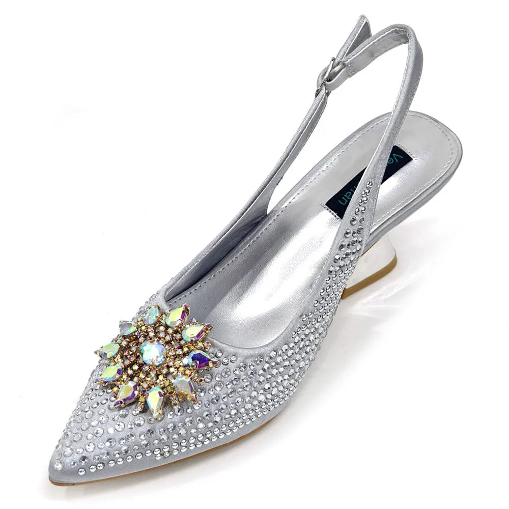 Nigeria Fashion Rhinestone-encrusted Ladies Party Shoes And Special bags High Heels And Dual Purpose Bag Women's Shoes