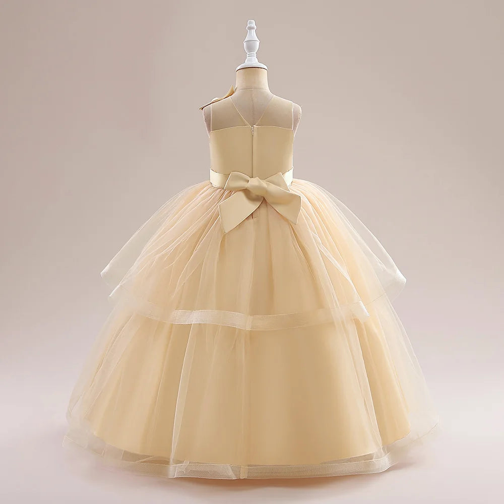 Teens Christmas Party Dresses For Girls White Bridesmaid Prom Gown Tulle Pageant Formal Wedding Evening Dress Children Costume