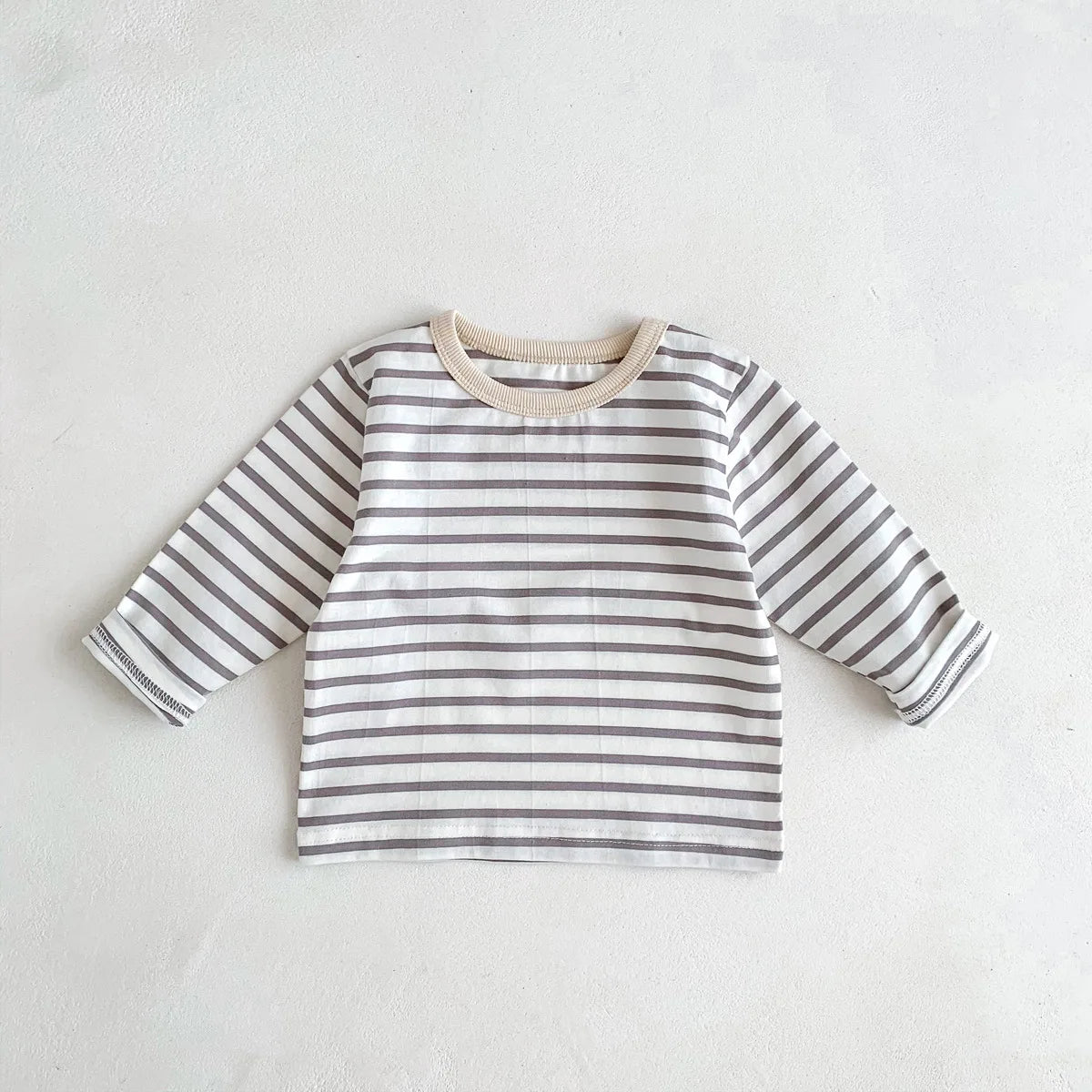 Infant Clothes Toddler Boy Cotton Long Sleeves T-shirts Spring Autumn Outfits Girl Baby Solid Bottoming Shirt Kid Striped Tees