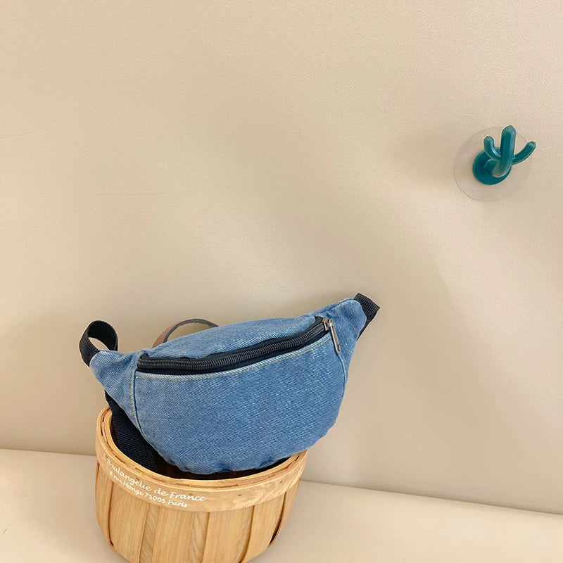 Fashion Denim Children's Waist Bags Leisure Boy and girl Crossbody Chest Bag Street Trend Belt Bag Kids Birthday gift Waist Pack