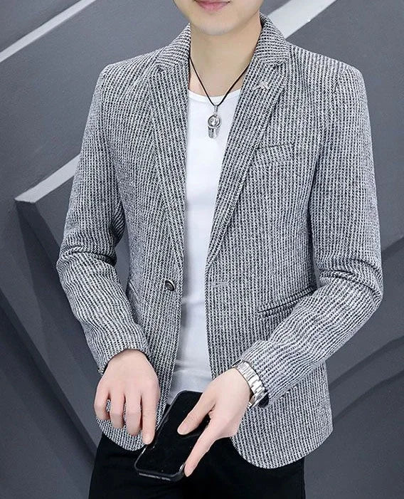 Thin Men's Suit Jackets Single Breasted Male Blazer Coat Brown Slim Fit High Quality Elegant Simple Classic Menswear Clothing