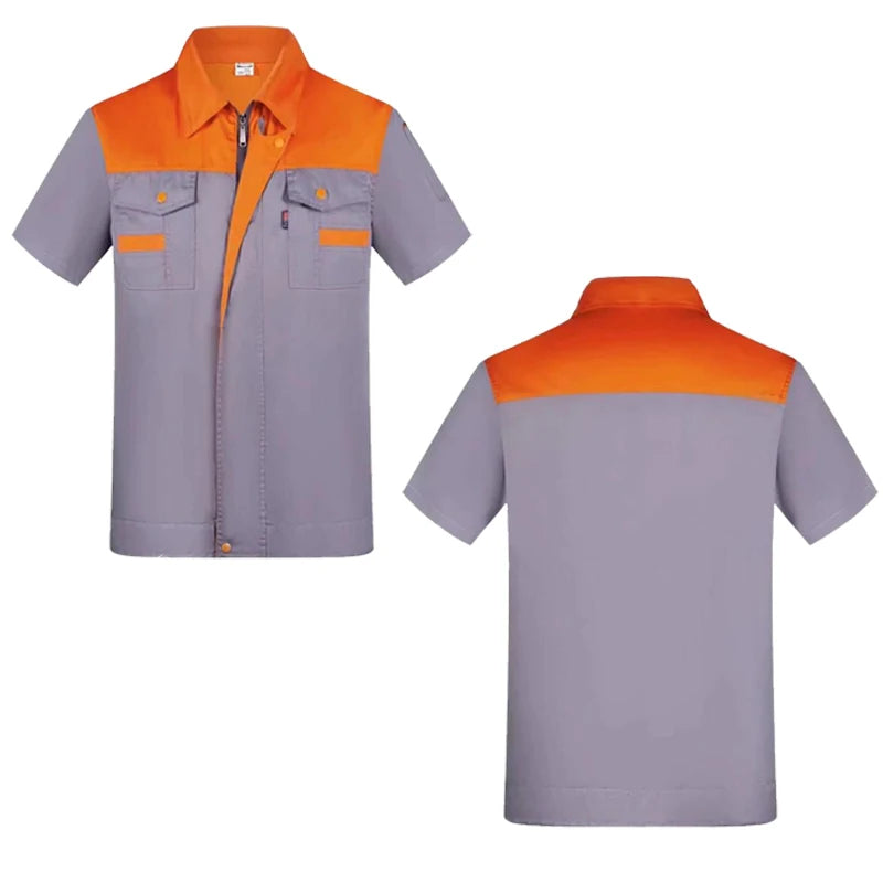Summer Workwear Men's Women's Short Sleeve Thin Breathable Uniform Factory Service Auto Repair Top Ropa De Trabajo