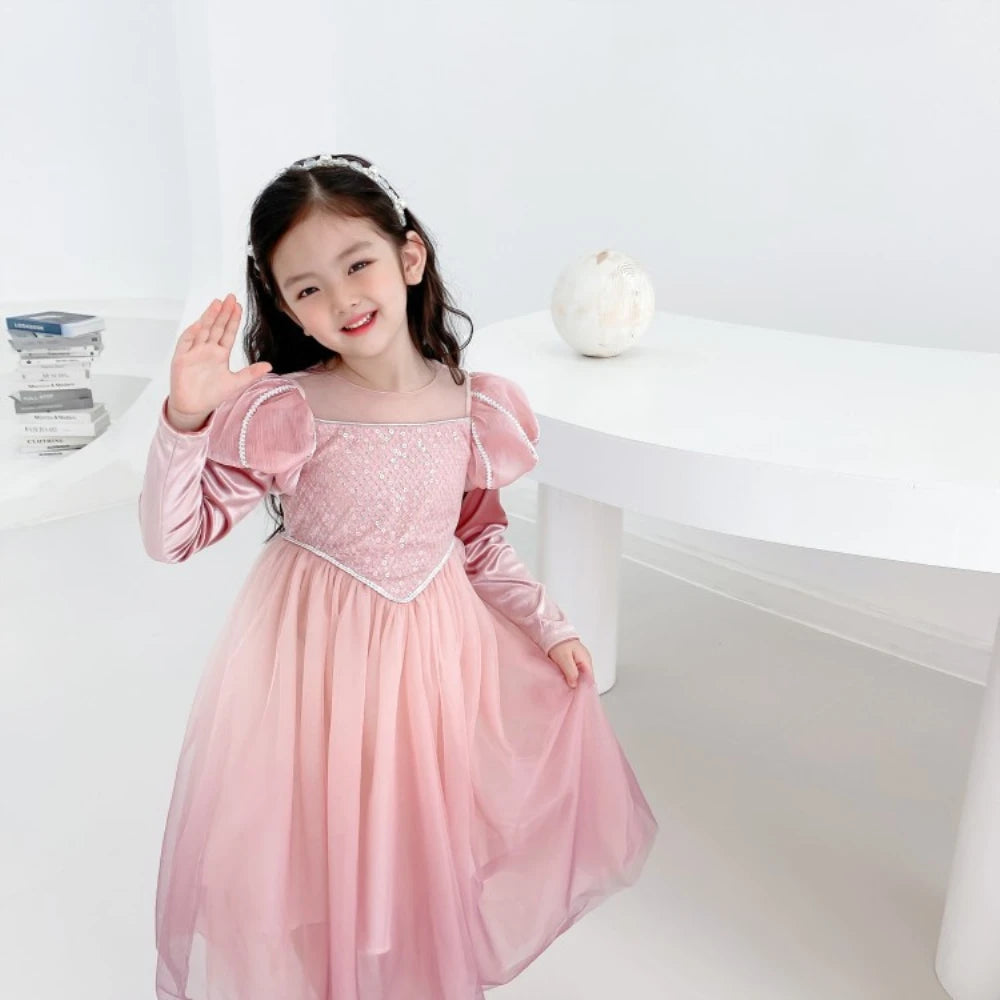Kids Summer Dress Toddler Girls Birthday Party Cosplay Girls Lace Ballet Princess Dress Spring and Autumn Ball Dress 3-12Years