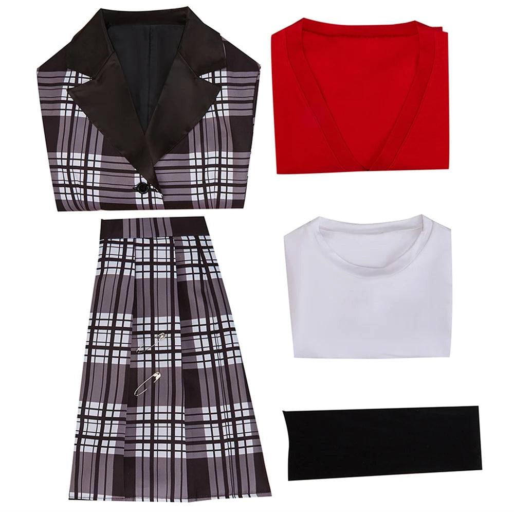Movie Cher Horowitz Dion Dress Suit School Uniform College Jacket Skirt Woman Outfits Halloween Cosplay Costume
