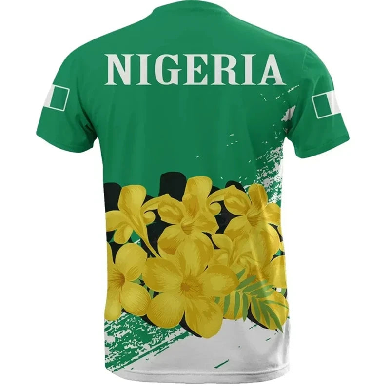 Nigeria Flag Men's T-shirts Nigerian Emblem Graphic Print Africa Clothing Ropa Hombre Summer Oversized Short Sleeve Male Tops