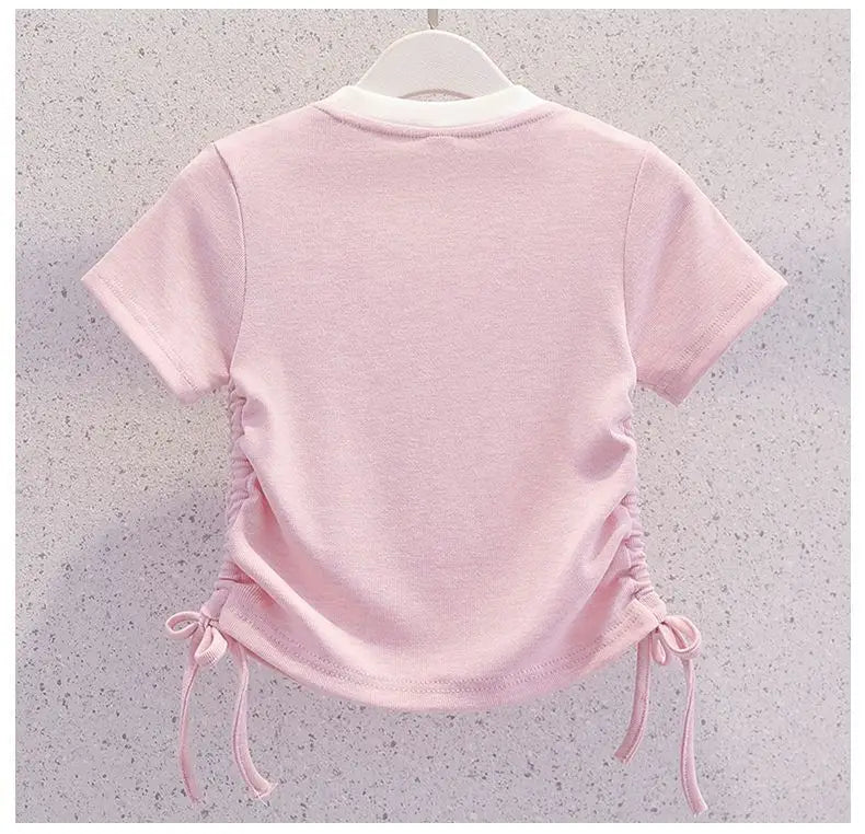 Summer Teenage Girls Clothes Set Children O-Neck Tshirt and Mid Skirt Suit Student School Short Sleeve Top Bottom Outfits