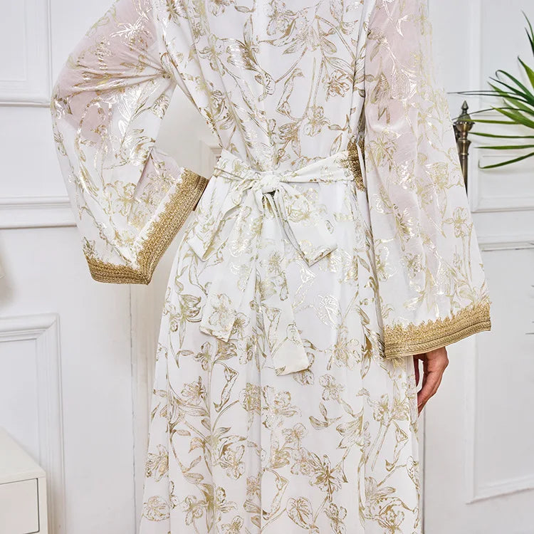 Summer Elegant Print Dress for Women Muslim Abaya Long Dress Dubai Party Evening Dress Islamic Turkey Kaftan Femme Vestidos Robe