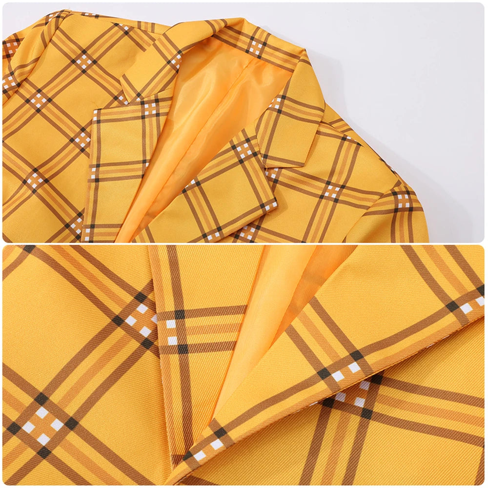 Movie Cher Horowitz Dion Dress Suit School Uniform College Jacket Skirt Woman Outfits Halloween Cosplay Costume
