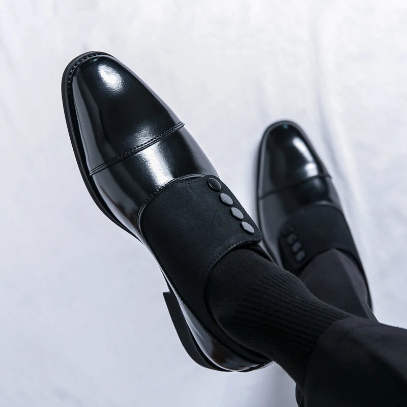 High End Brand Men's Leather Casual Shoes Office Men's Business Shoes Luxurious Banquet Pointed Toe Shoes for Wedding Brown