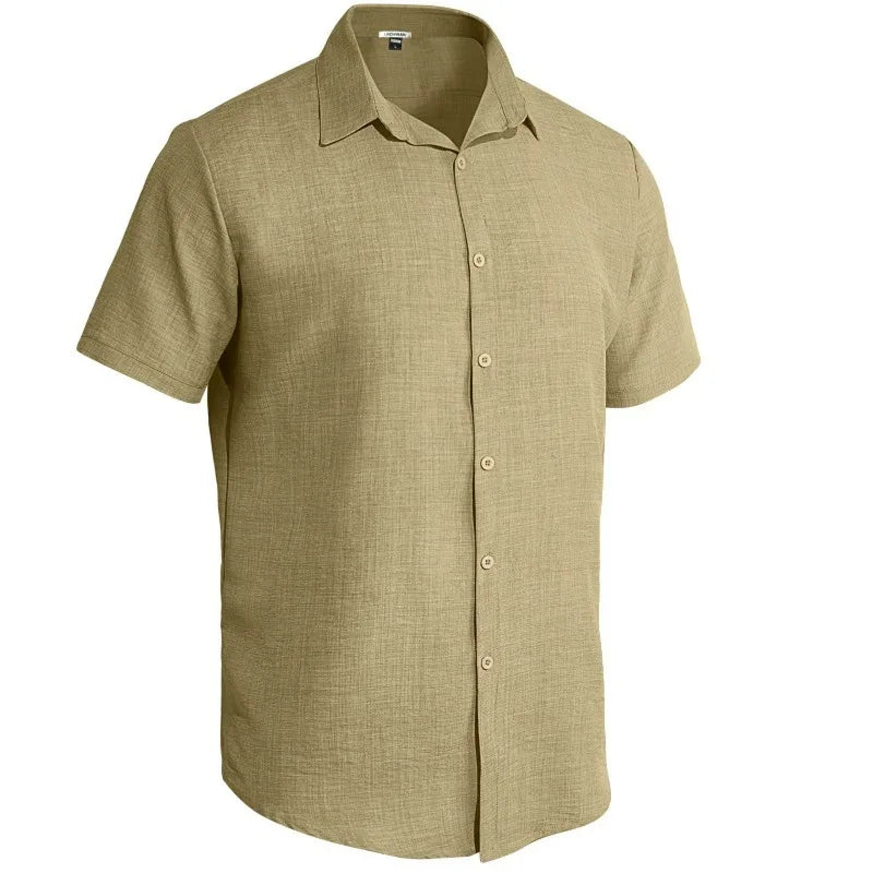 UNITIM Summer Man T-shirt Turn Down Collar Single-breasted Male Top Thin Breathable Short Sleeve Business Casual Men Tees