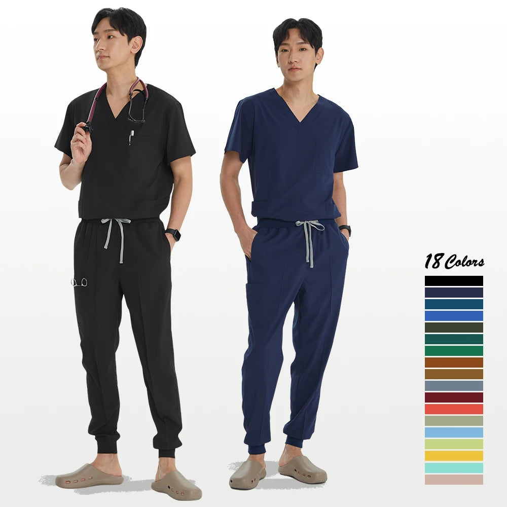 2026 V-neck Medical Nursing Uniforms for Men Short Sleeves Scrubs Surgical Sets Pediatrics Hospital Clothing S21