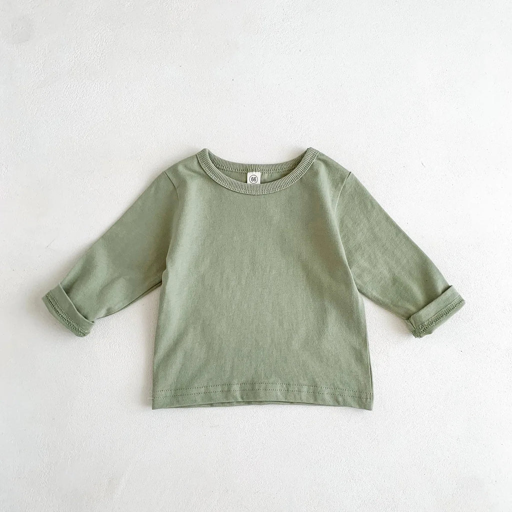 Infant Clothes Toddler Boy Cotton Long Sleeves T-shirts Spring Autumn Outfits Girl Baby Solid Bottoming Shirt Kid Striped Tees