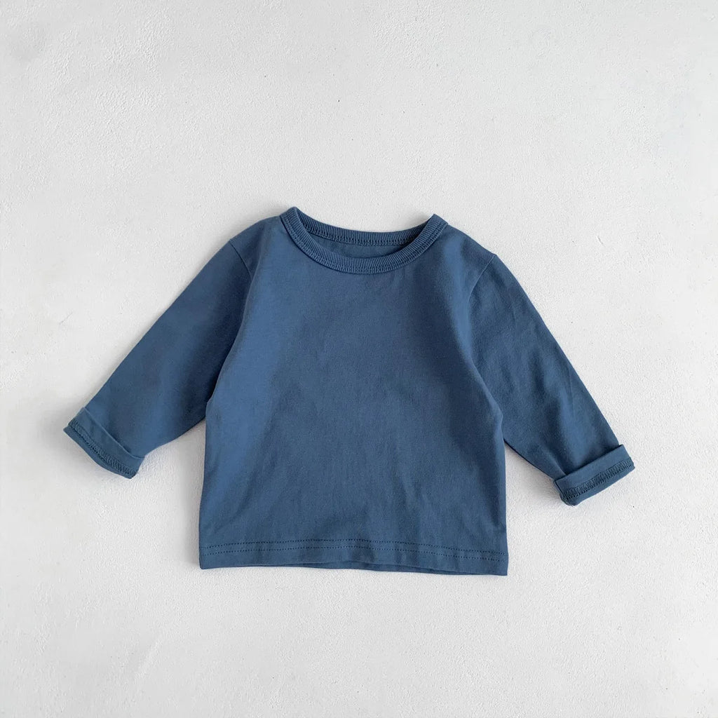 Infant Clothes Toddler Boy Cotton Long Sleeves T-shirts Spring Autumn Outfits Girl Baby Solid Bottoming Shirt Kid Striped Tees