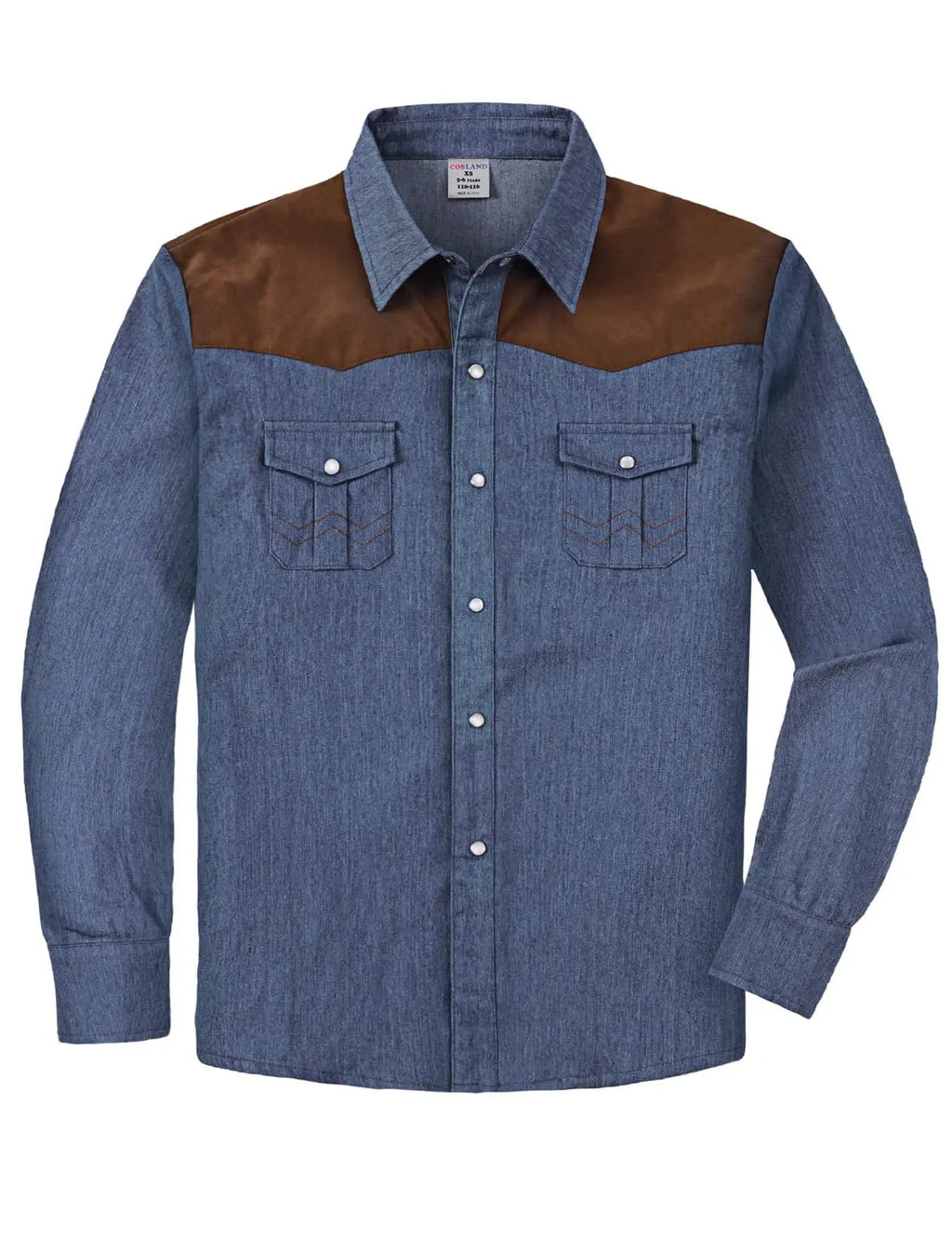 Boys Western Shirts Toddler Cowboy Button Down Denim Shirt Children Spring and Autumn Tops 4-12 Years