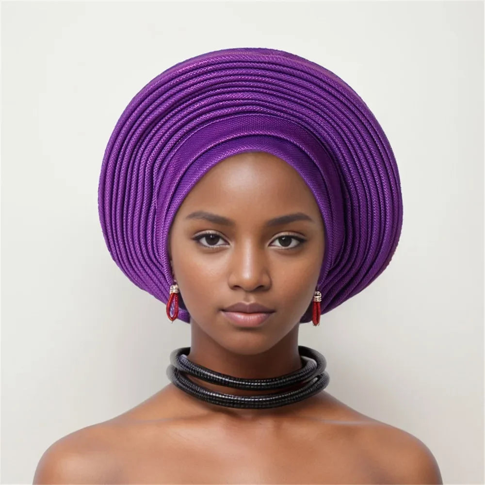 Nigeria Head Ties Wedding Party Headgear Elegant African Headtie Turban Already Made Women's Auto Gele Female Head Wraps
