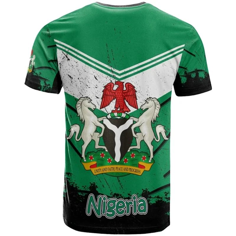 Nigeria Flag Men's T-shirts Nigerian Emblem Graphic Print Africa Clothing Ropa Hombre Summer Oversized Short Sleeve Male Tops