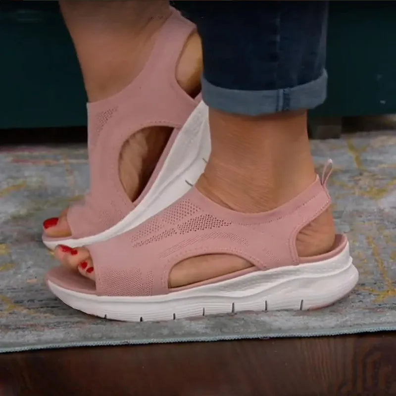 Women Summer Shoes New Mesh Fish Platform Sandals Women's Open Toe Wedge Sandals Ladies Light Casual Shoes Zapatillas Muje