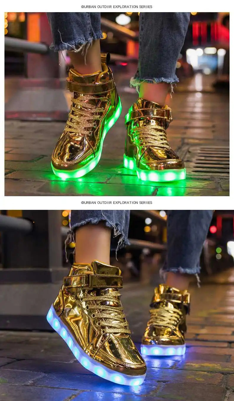 Kid Shoes Boy Girl Children Women Men Spring Summer Fashion Casual Sport Sneakers Led Light Up Dance Boots