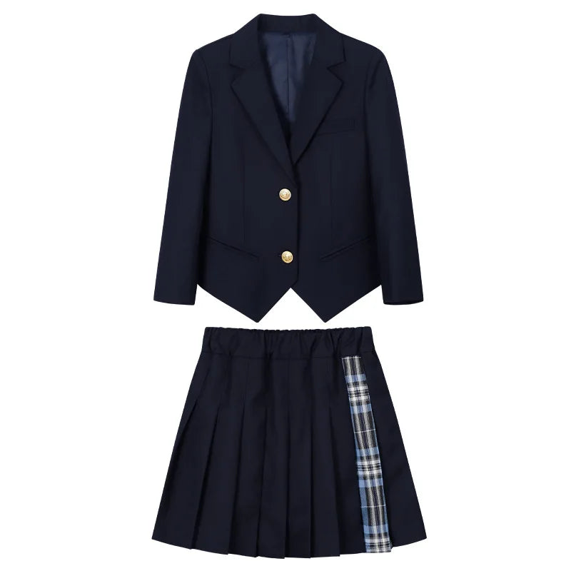 Kids School Uniform Girls Jacket Pleated Skirt Suits Boys Formal Dress Toddler Student Clothes Sets Children Korean Class Outfit
