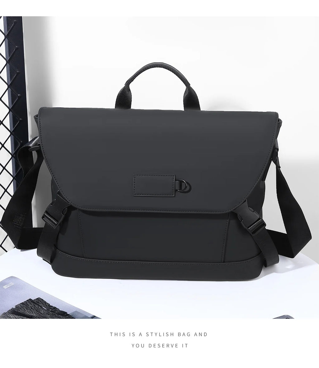 New Briefcase, High-End Business Crossbody Bag, Commuter Travel Backpack, Large-Capacity Shoulder Bag, Fashionable Water-Repellent Handbag, Laptop Bag, Solid Color Casual Bag