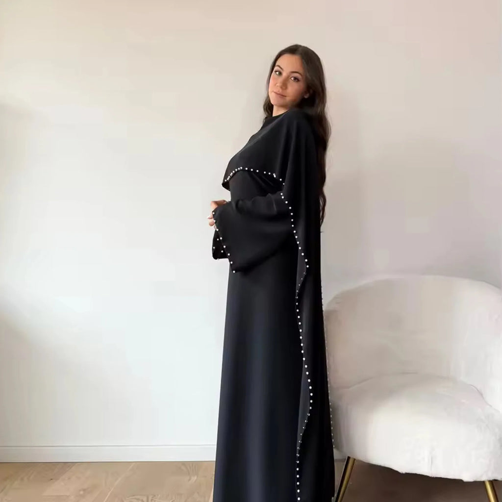 Muslim Dresses Women's Traditional Dresses And Abayas Eid Dubai Evening Dress Pearl Beaded Luxurious Robe Islamic Clothing