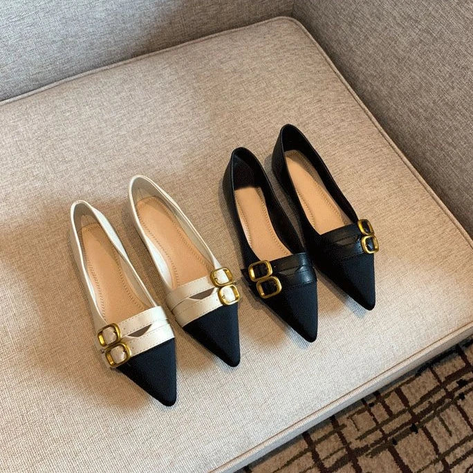 Ladies Summer Footwear Flat Office Black Shoes for Women 2025 Low Heel Elegant Pointed Toe Flats Beau Today High Quality 39 Shoe