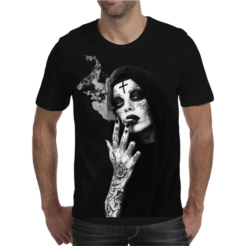 Fashion Nun Graphic T Shirts For Men Summer Trendy Hip Hop 3D Printed Streetwear T-shirts Cool Oversized Harajuku O Neck Tees