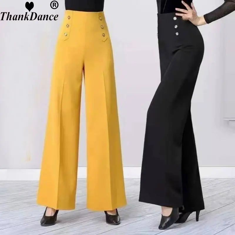 Modern Dance Pants New Female Latin Dance High Waist Wide Leg Trousers National Standard Ballroom Dance Pant Practice Competitio