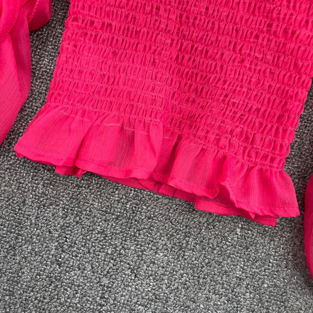 Women Blouse Shirts V Neck Lantern Sleeve Sexy Blouses Casual Work Party Club Ruffles Slim Elegant Splice High Waist Y2k Tops