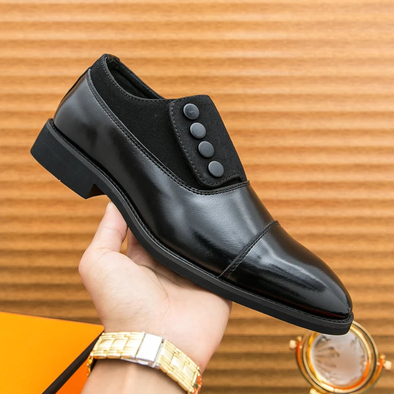 High End Brand Men's Leather Casual Shoes Office Men's Business Shoes Luxurious Banquet Pointed Toe Shoes for Wedding Brown
