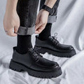 Male Leather Shoes Men 2023 New Chunky Platform Retro Work Shoes Spring Autumn Derby Shoes Highstreet Low Top Man Casual Flats