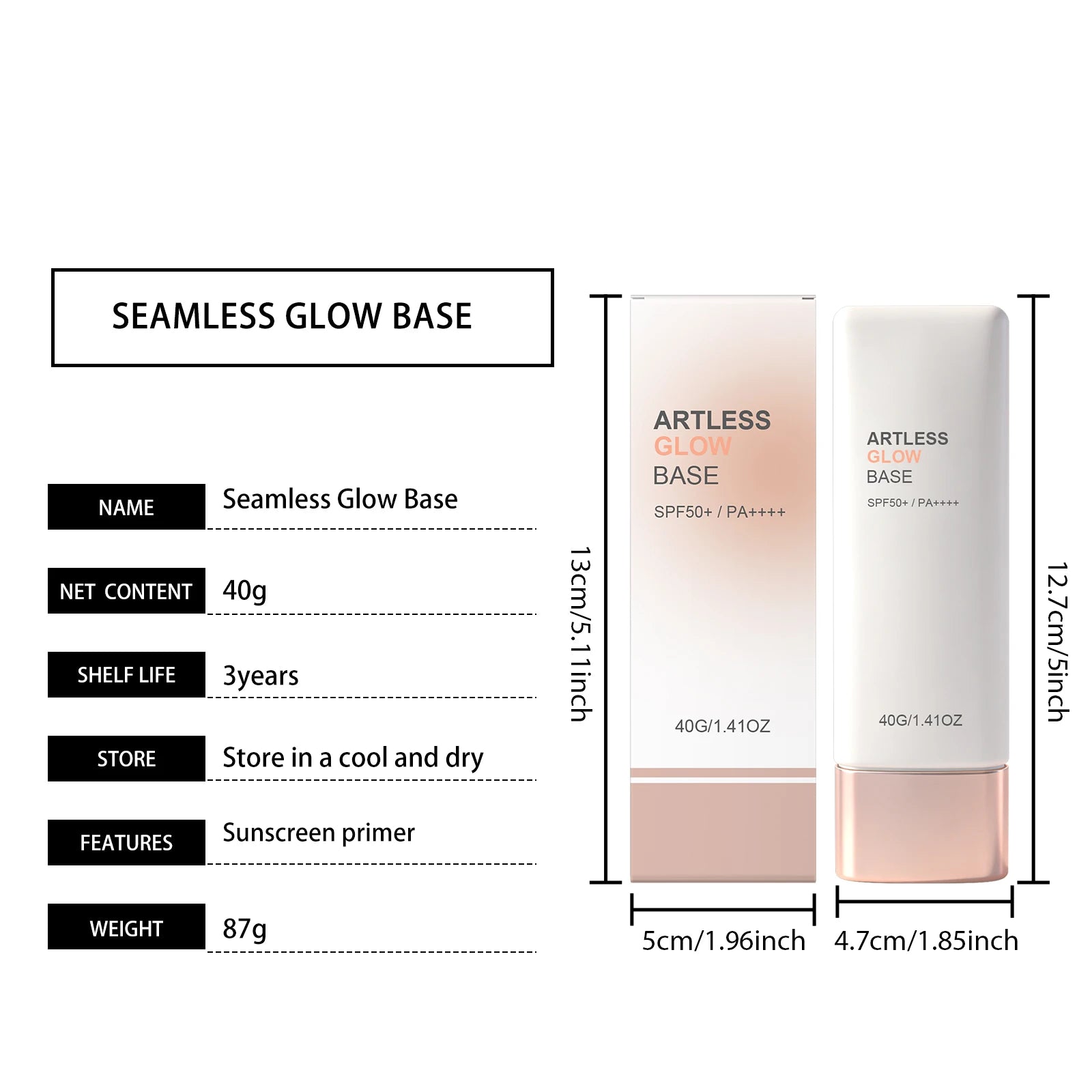 SPF50+ Sunscreen Primer Makeup Base with Niacinamide Panthenol Invisible Face Sun Protection Cream Broad Spectrum Moisturizer