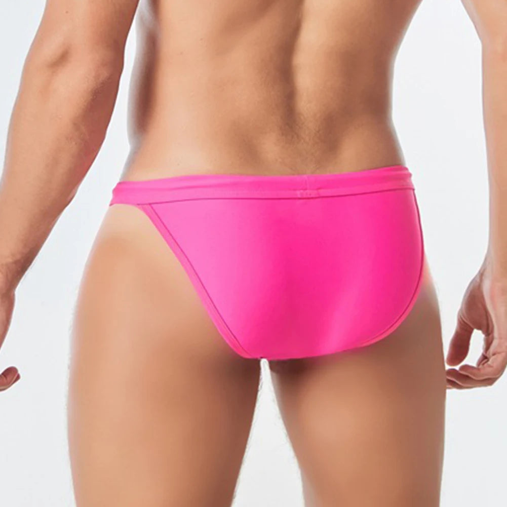 Men Summer Swimwear Swim Briefs Low Waist Bikini Beachwear Surf Board Shorts Sexy Big Pouch-Cup Swim Trunks Mens Underwear