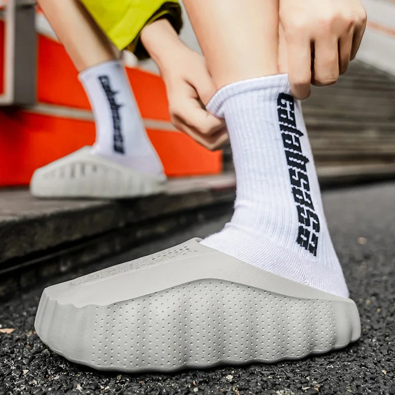 Summer Men Half Slippers Outdoor Breathable Couple Beach Shoes Platform Lightweight Soft Men Sandals Women Garden Casual Shoes