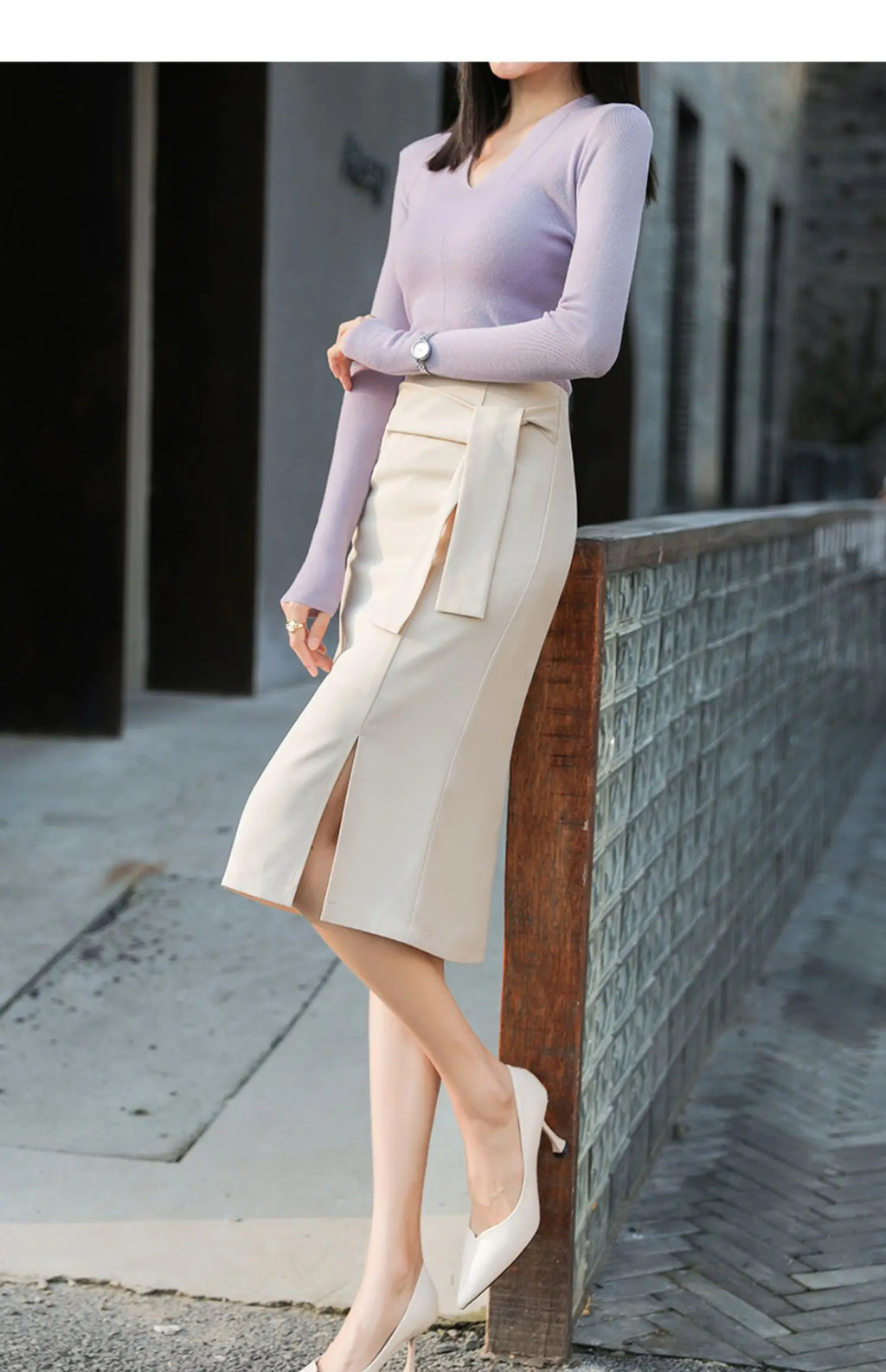 Design Sensation  Maturity Slimming Midi Skirt Women's Spring 2026 New Style High Waist Zipper Side Slit H-Shape Skirt