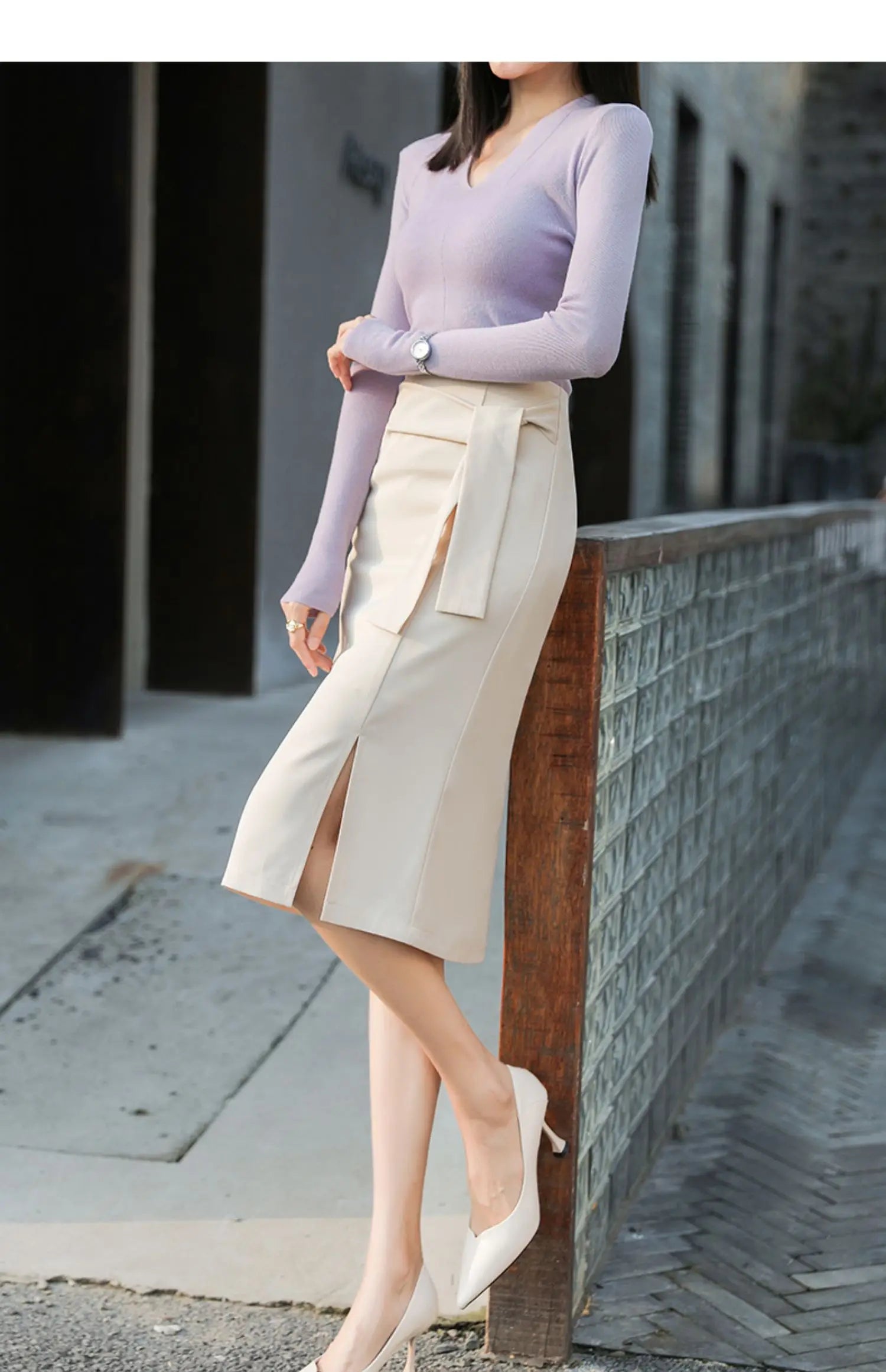 Design Sensation  Maturity Slimming Midi Skirt Women's Spring 2026 New Style High Waist Zipper Side Slit H-Shape Skirt