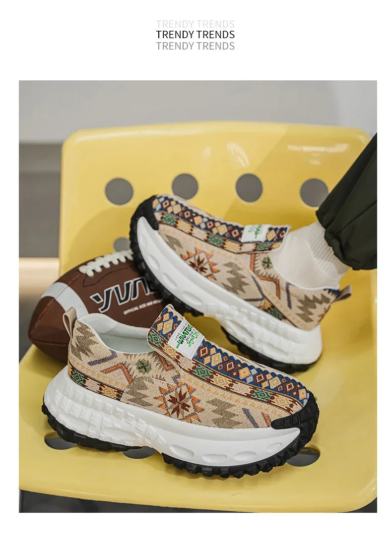 Men Shoes New Casual Shoes Soft Casual Sneaker Breathable Running Shoes For Man Bohemian Style Canvas Shoes
