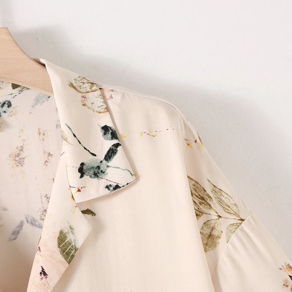 Elegant Versatile Floral Shirt & Shorts/Pants Set Women French Style Silky Viscose Loungewear 2Pcs Summer Pajamas Outerwear Top