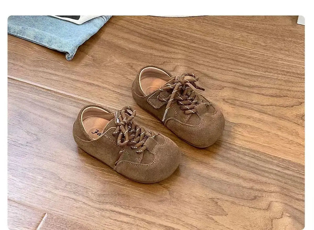 Children's shoes Korean version girls' leather shoes retro Boken shoes new boys' single shoes soft soled baby casual shoes