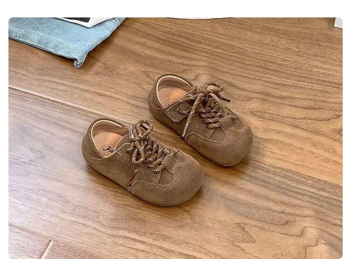 Children's shoes Korean version girls' leather shoes retro Boken shoes new boys' single shoes soft soled baby casual shoes