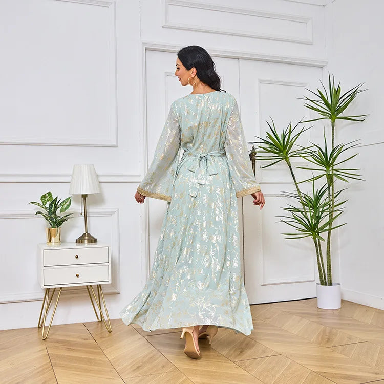 Summer Elegant Print Dress for Women Muslim Abaya Long Dress Dubai Party Evening Dress Islamic Turkey Kaftan Femme Vestidos Robe