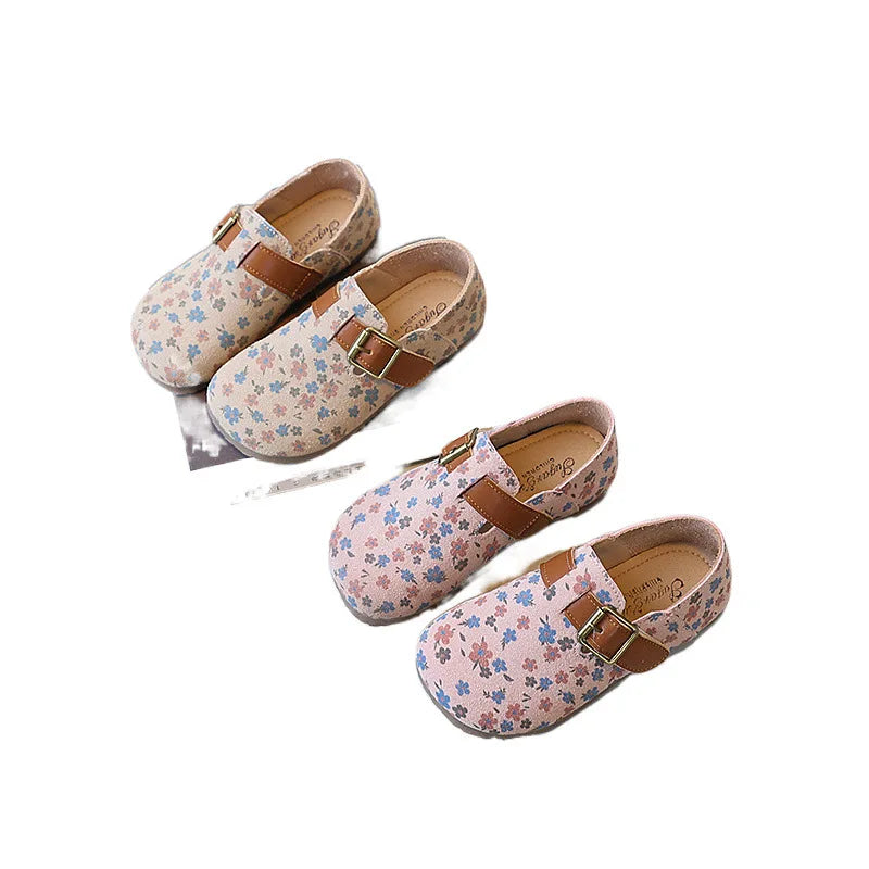 Zapatos De NiñaRetro Girl Shoe Autumn New Girl Leather Shoe Floral Princess Shoe Soft Sole Casual Kid Shoes Allmatch Women Shoes