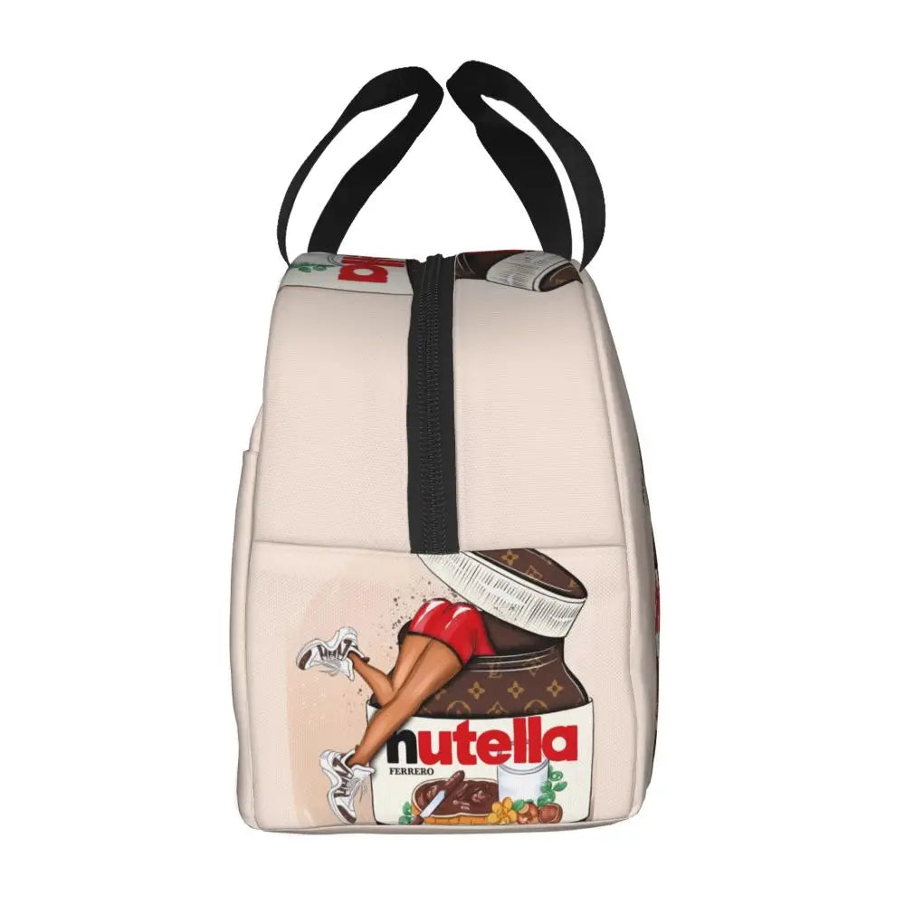 Custom Italy Nutellas Thermal Insulated Lunch Bag Women Portable Lunch Container for Outdoor Picnic Storage Food Box