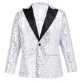 Kids Boys Fashion Shiny Sequins Lapel Suit One Button Jacket Coat Blazer Tuxedo for Wedding Birthday Party Stage Performance