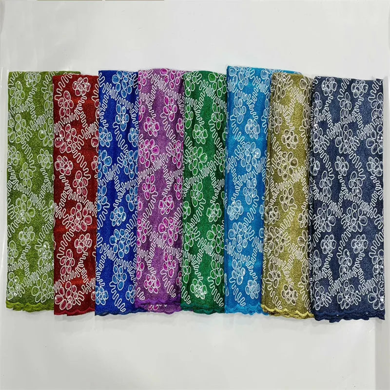 African Lace Fabric For Nigeria Dress 2024 Luxury French Net Sequins Sewing Embroidery Tulle Green High Quality Laces 2.5 Yards