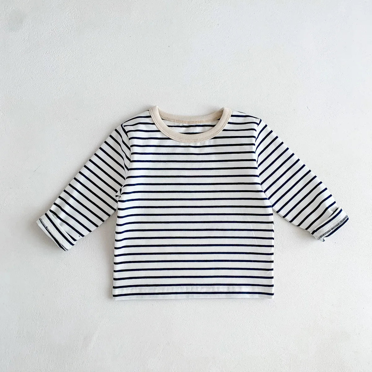 Infant Clothes Toddler Boy Cotton Long Sleeves T-shirts Spring Autumn Outfits Girl Baby Solid Bottoming Shirt Kid Striped Tees