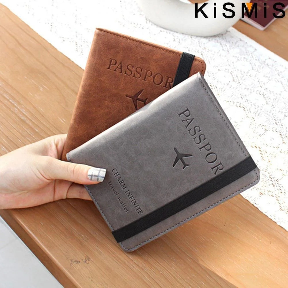 KISMIS New RFID Wallet Passport Case Leather Short Wallet Men Slim Credit Card ID Holder Card Organizer Travel Bag