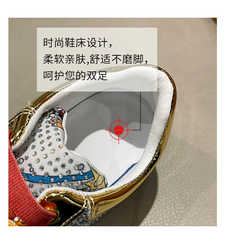 Top Quality Sneakers Women Skating Shoes 2026 Rhinestone Women Loafers Platform Fashion Shiny Women's Casual Shoes Zapatos Mujer